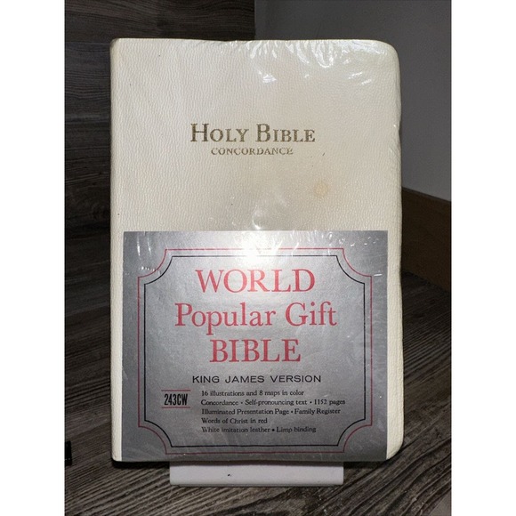 Holy Bible Concordance Vintage Kings James Version White Leather New In Package - Picture 1 of 4